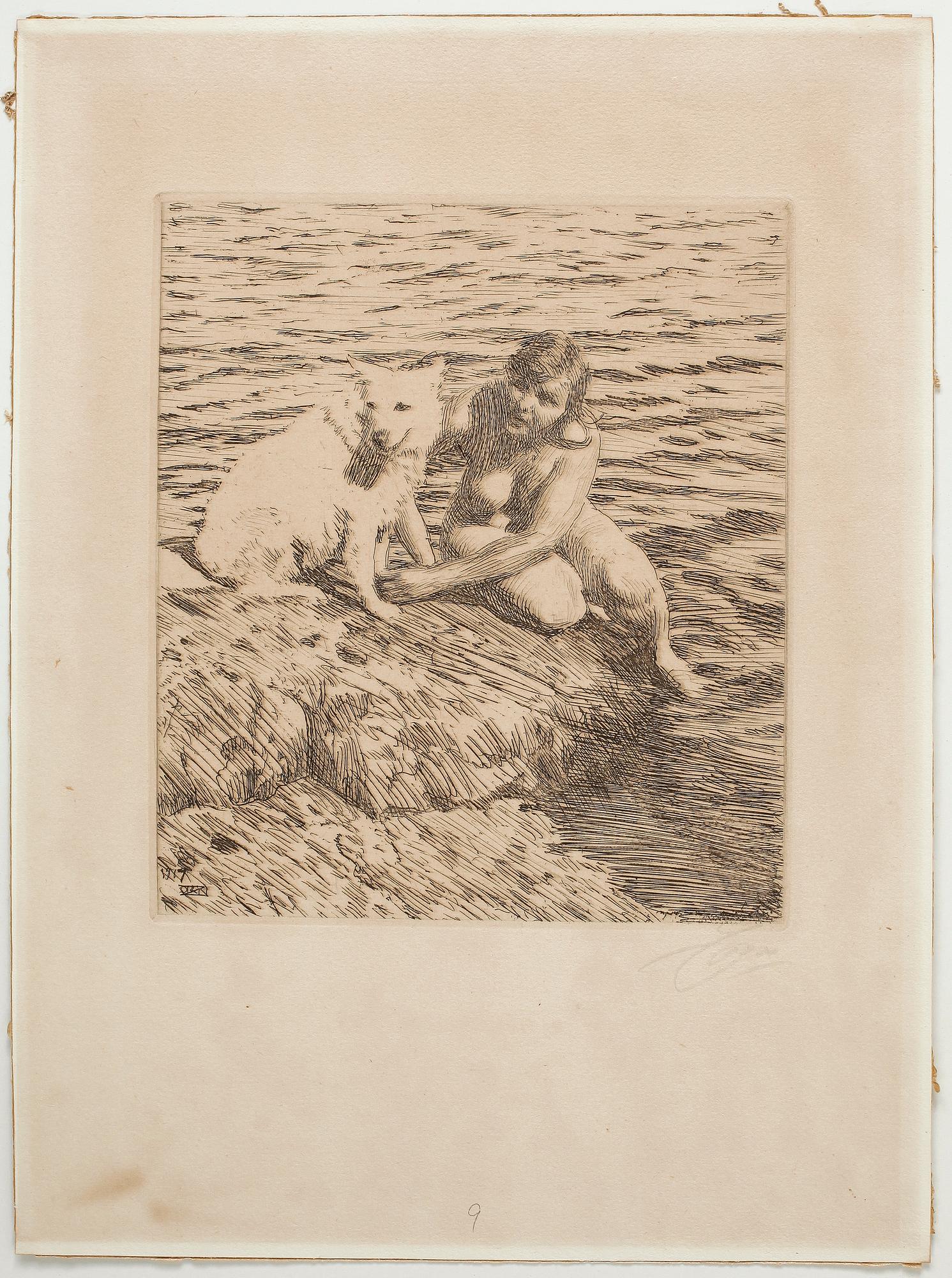 ANDERS ZORN, Etsning, utförd 1917, signerad med blyerts.