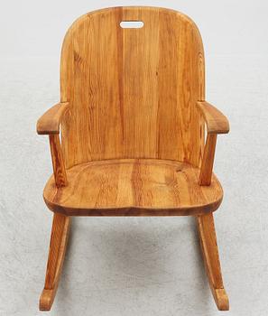 A pine rocking chair, Åby Möbelfabrik, Sweden, 1930's/40's.