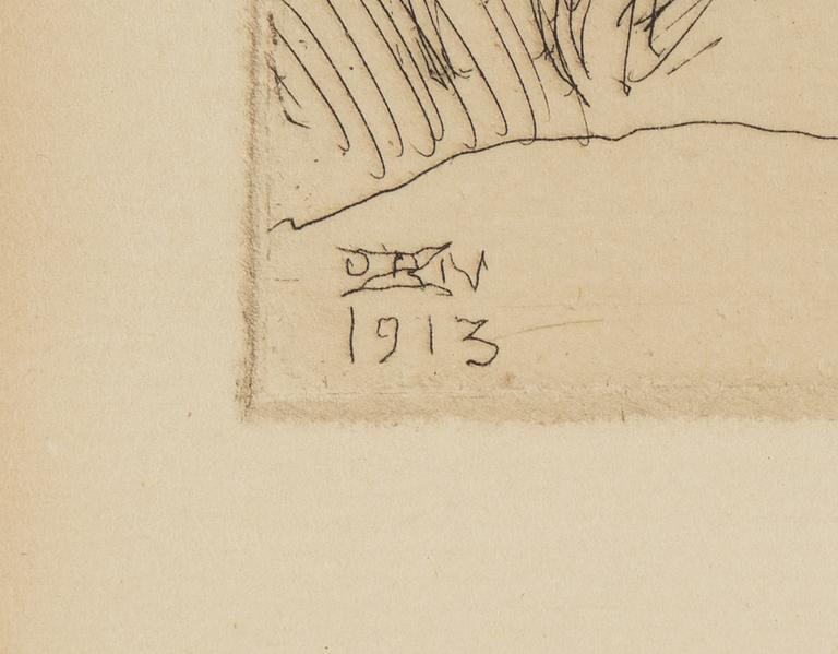 Anders Zorn, etsning, 1913, signerad med blyerts.