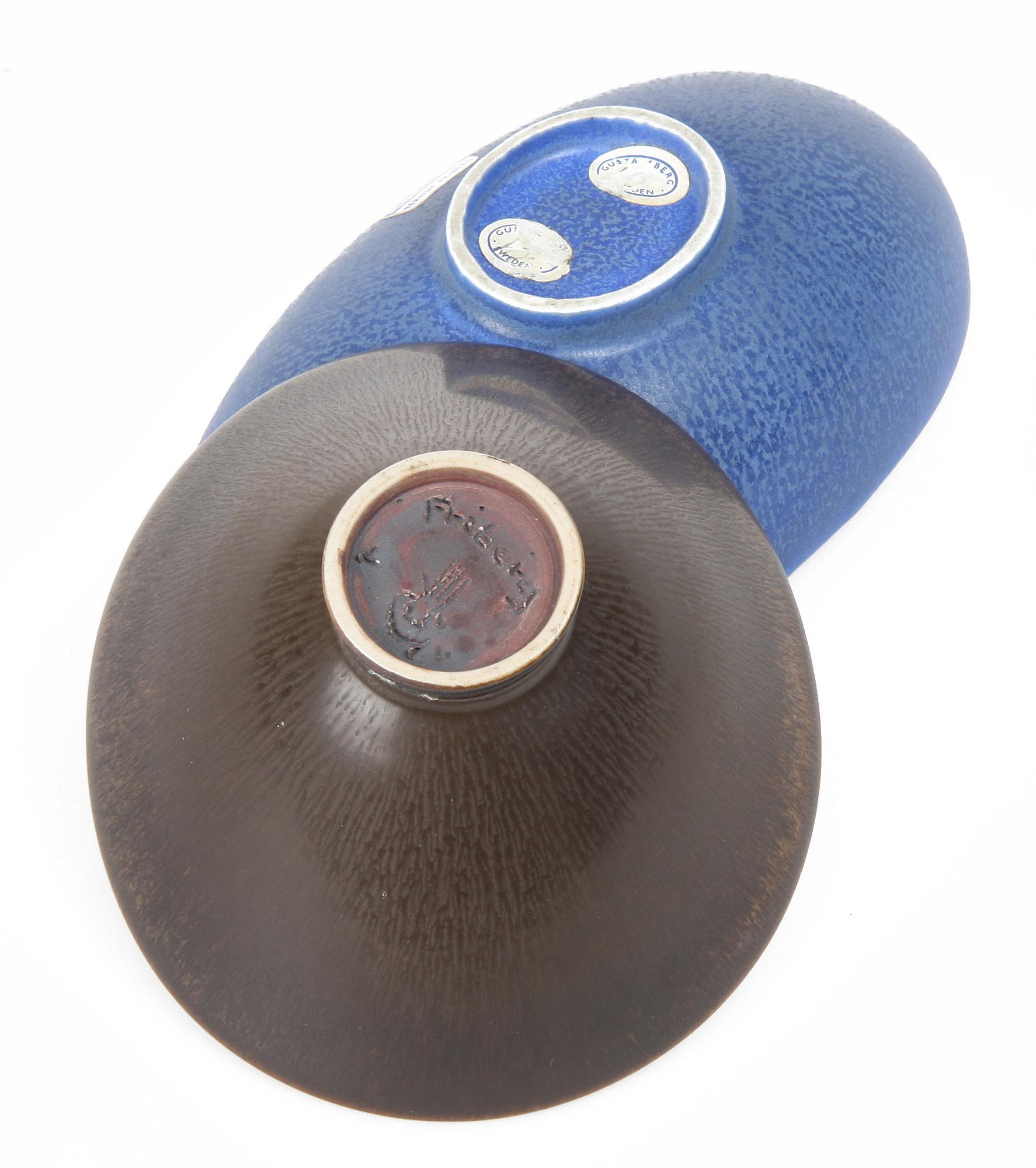 SKÅLAR, 2 st, stengods, Bernt Friberg, Gustavsberg resp Gustavsberg Hytta.