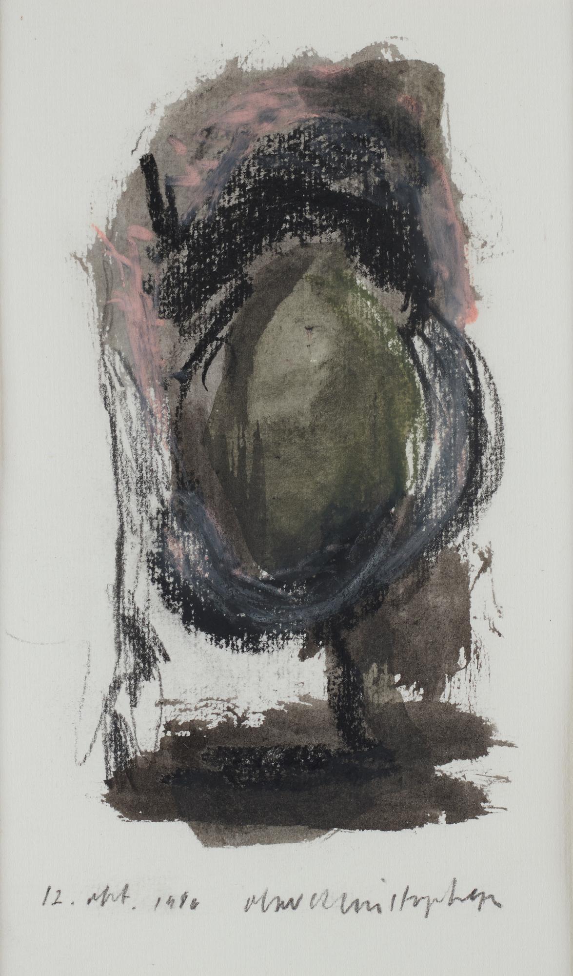Olav Christopher Jenssen, mixed media on paper, signed and dated 12.okt.1986.