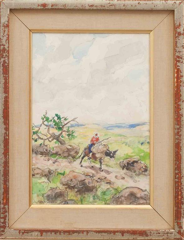 OLLE HJORTZBERG, akvarell. Signerad.