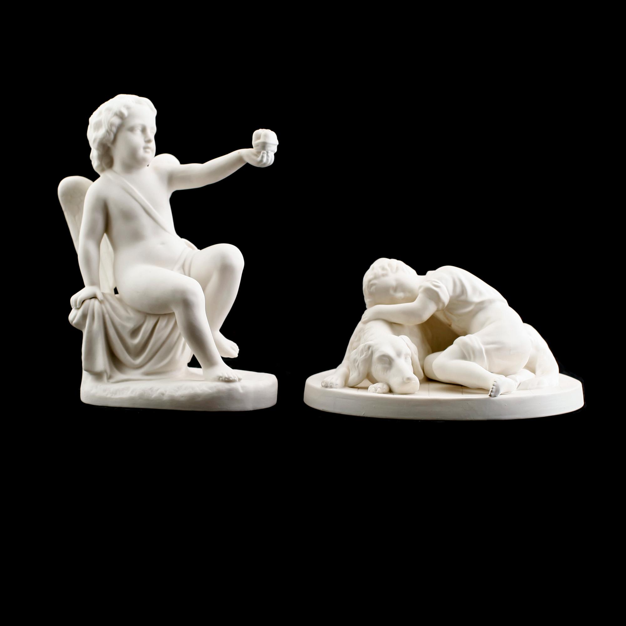 FIGURER, 2 st, parian, Gustafsberg 1894 samt 1914.
