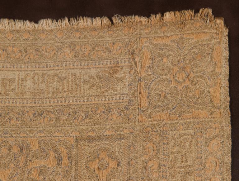 A Framed textile, partially with metallic thread, Ottoman around 1900.