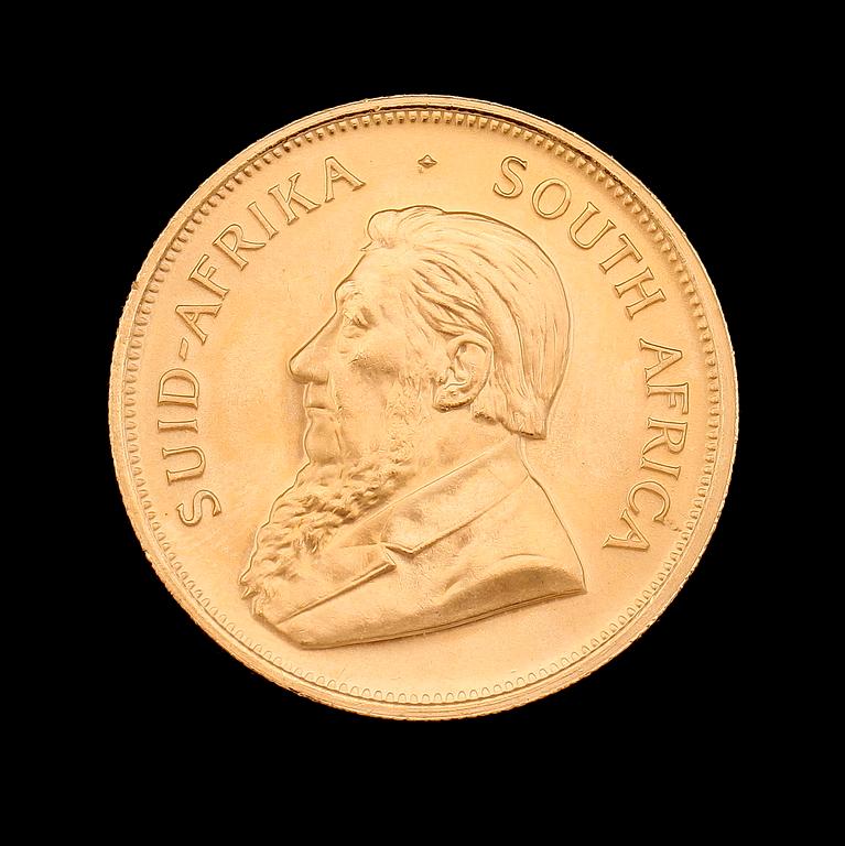 GULDMYNT, finguld, Krugerrand, Sydafrika, 1981. Vikt ca 34 g.