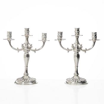 Candelabras, a pair, silver, 20th century.