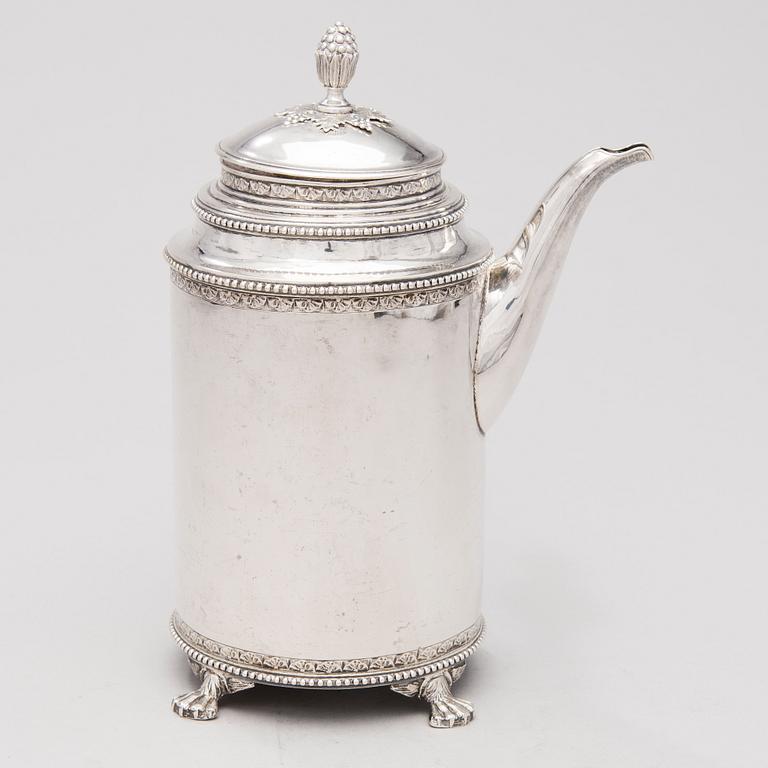 A SWEDISH SILVER COFFEE POT , silver Petter Eneroth, Stockholm 1791.