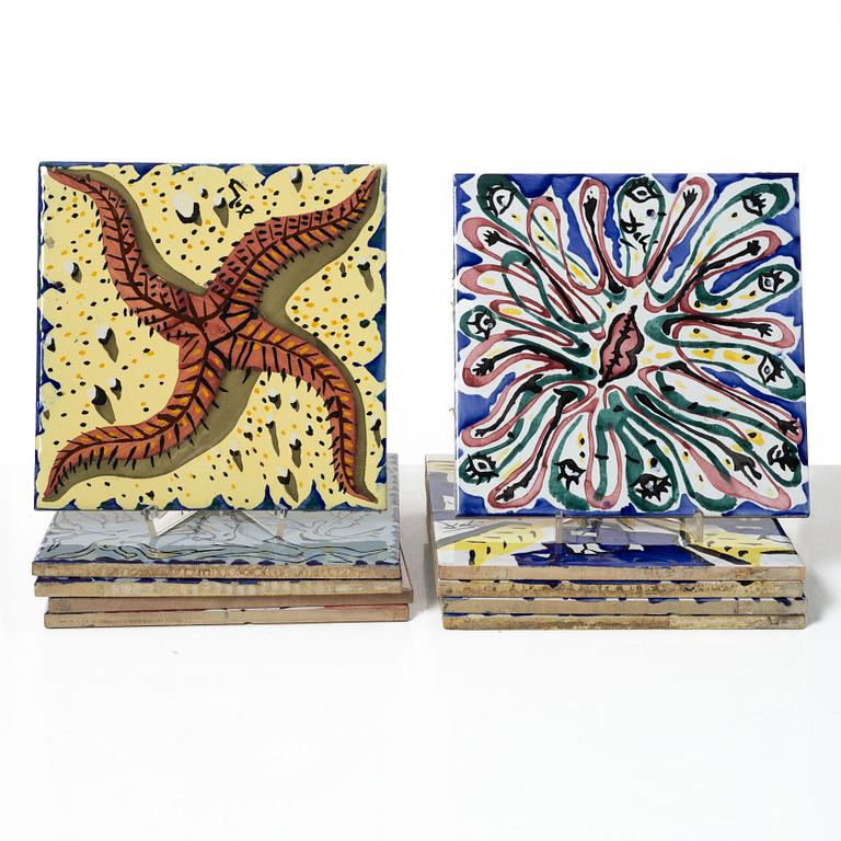 Salvador Dalí, efter. Kakelplattor, 12 st, lergods, Spanien.