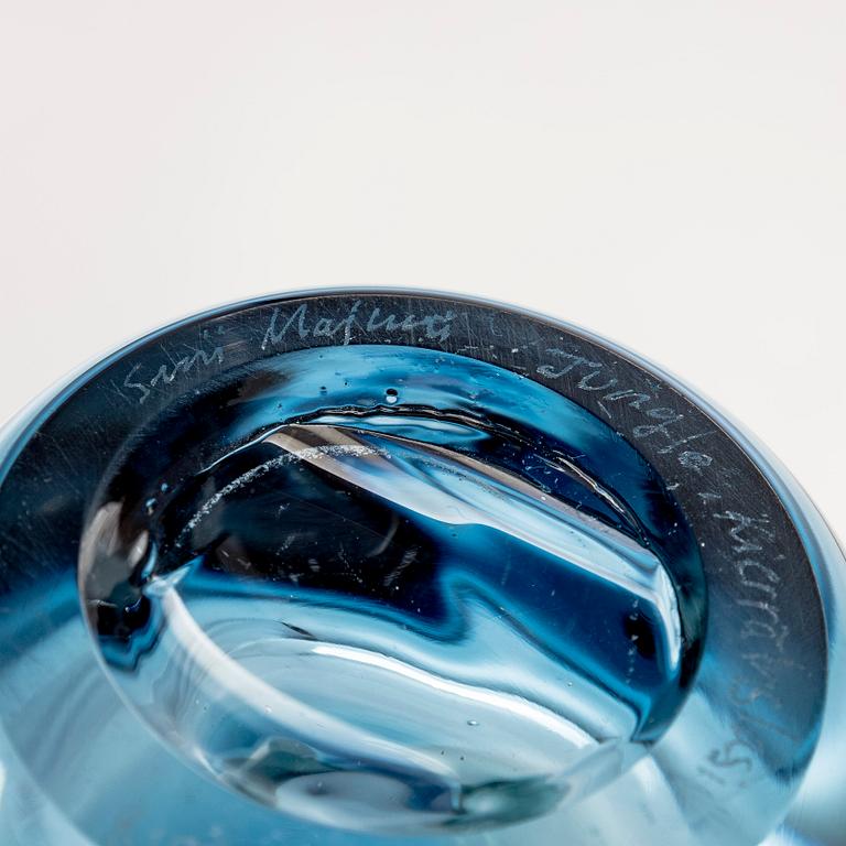 Sini Majuri, unique, glass sculpture, 'Jung Wide blue', sign. Sini Majuri 2019, Glass Studio Mafka&Alakoski Riihimäki.