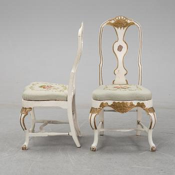 Two Swedish Rococo chairs, second half of the 18th century.