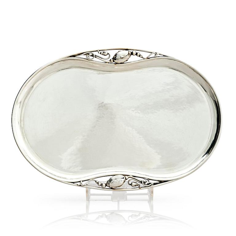 Georg Jensen, bricka, sterling silver, modell nr 2, Köpenhamn efter 1945.