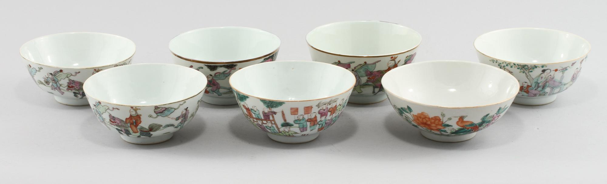 SKÅLAR, 7 st, porslin, Kina, 1900-tal.