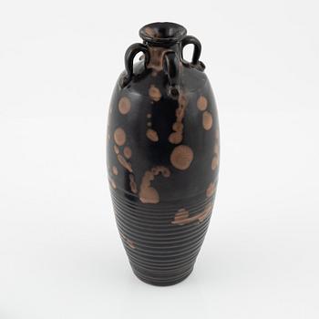 A brown and black glazed vase and bowl, Songstyle, China, 20th Century.