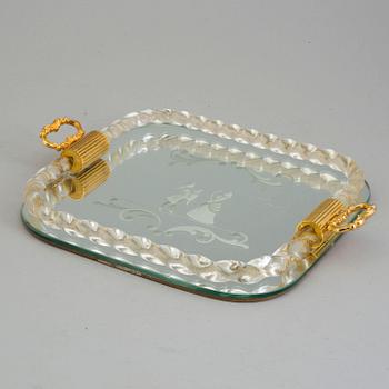 A second haf of the 20th century glass tray, probably Murano, Venice, Italy.