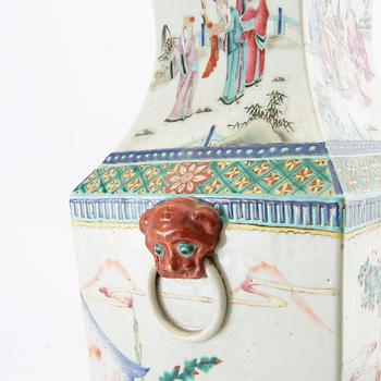 A famille rose vase, late Qing dynasty.