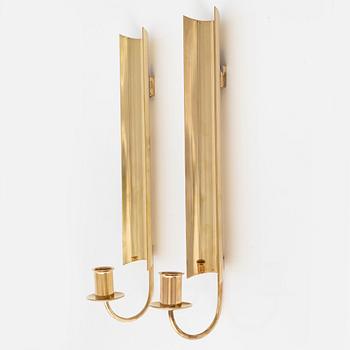 Pierre Forssell, a pair of 'Reflex' brass wall sconses, Skultuna.