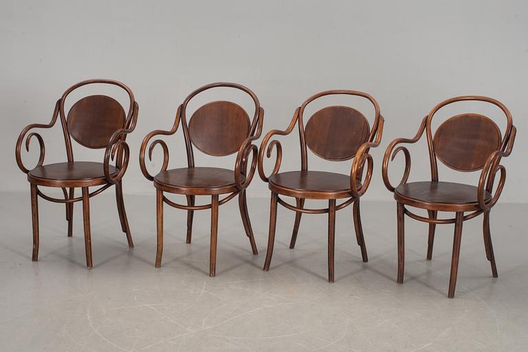KARMSTOLAR, 4 st, Cafémodell, Thonet-stil, 1900-tal.