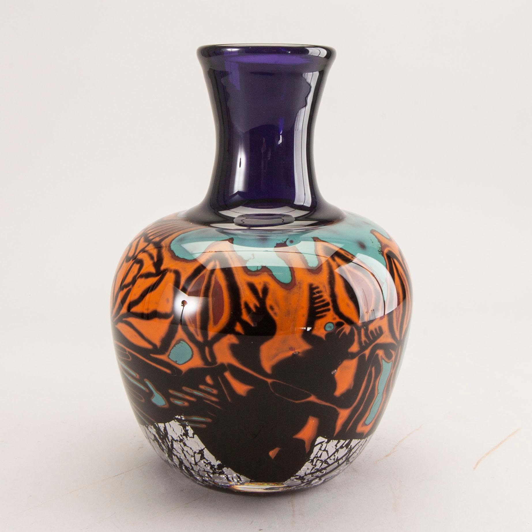 Elna Melusine Jolom, a unique graal glass vase Österlens glashytta.