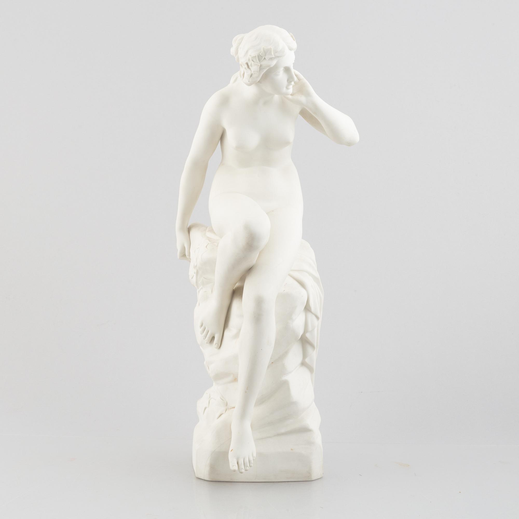 A biscuit porcelain sculpture, Gustafsberg, dated 1905.
