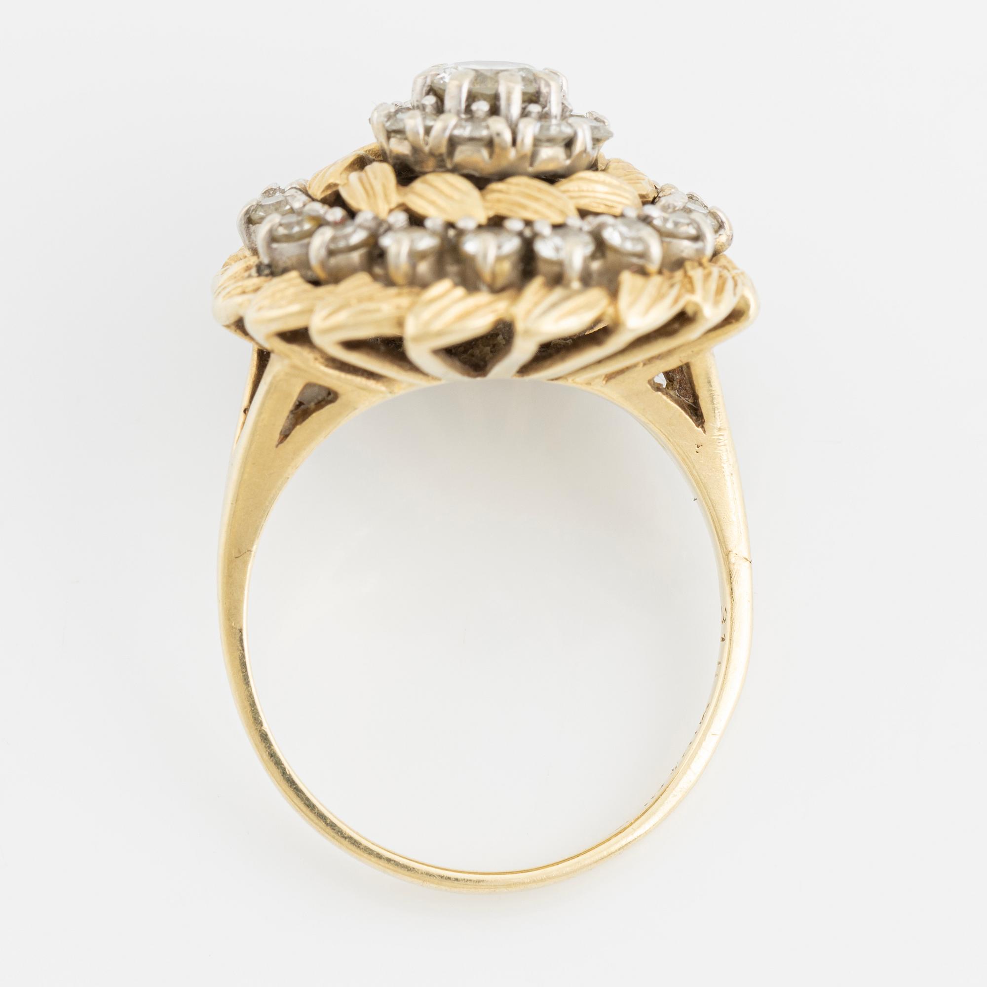 Brilliant- and eight cut diamond ring.