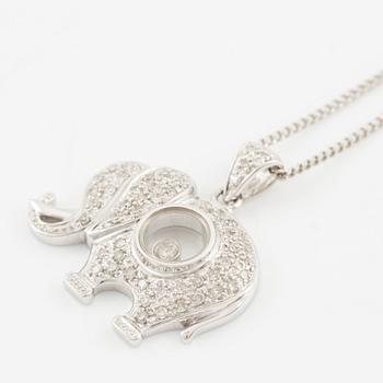 Necklace in the form of an elephant, 18K white gold with brilliant-cut and small octagonal-cut diamonds.
