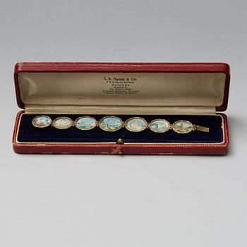 207. Indian miniatures inserted in a silver-gilt bracelet, marked AL, Stockholm 1859.