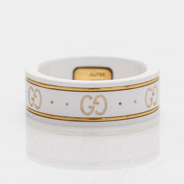 Gucci, sormus, "Icon", valkoista zirkonia ja 18K kultaa.