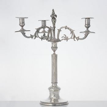 A pair of Swedish Gustavian silver candelabra, mark of Anders Isleben, Norrköping 1793.