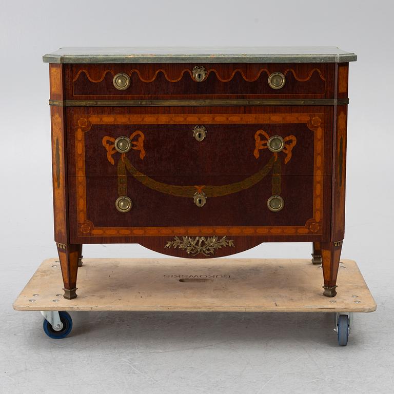 A Gustavian style chest of drawers, 20th century.