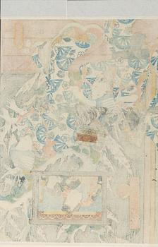 Utagawa Kunisada, 'The Chaste Wife', 'December' and 'Seated actor with sword'.