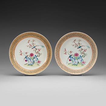 216. A pair of famille rose dishes, Qing dynasty, Yongzheng (1723-35).