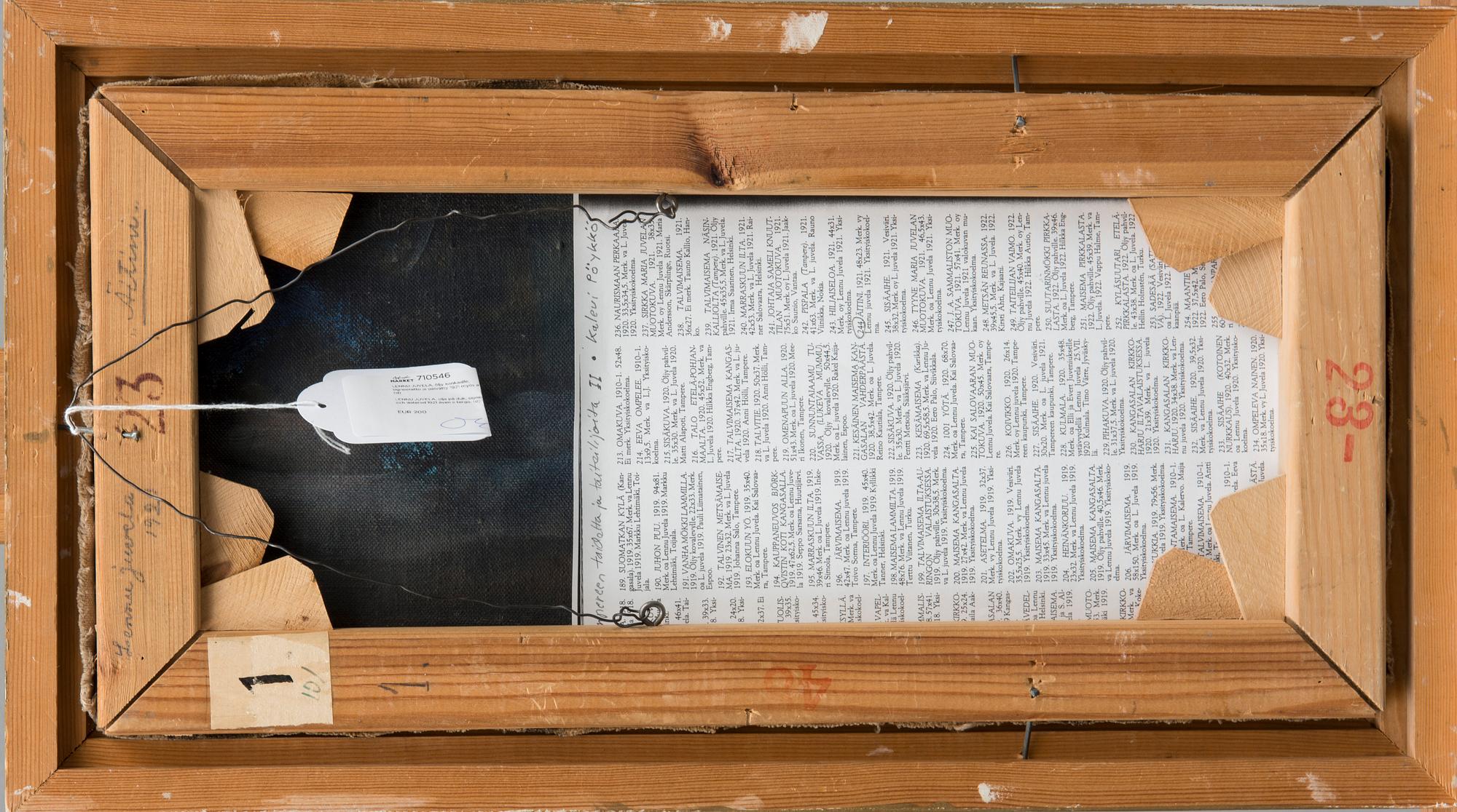 LENNU JUVELA, olja på duk, signerad och daterad 1921 även a tergo.