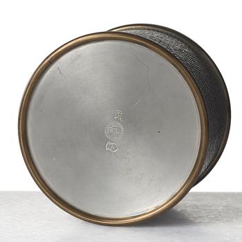 Björn Trägårdh, a pewter and brass jar with cover by Svenskt Tenn, Stockholm 1952.
