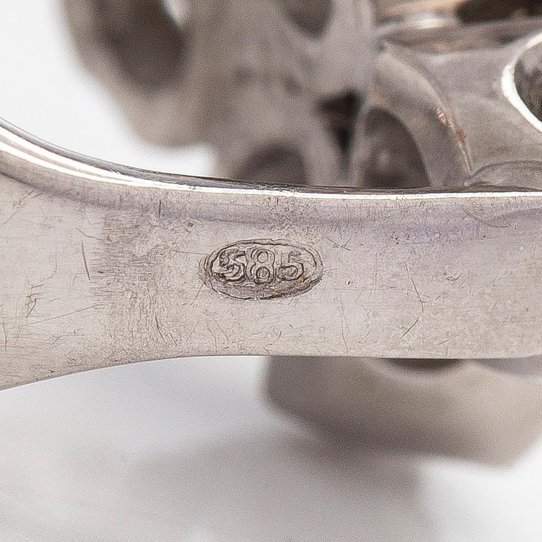 Earrings, brilliant cut diamonds circa 3.40 ct in total, 14K white gold.