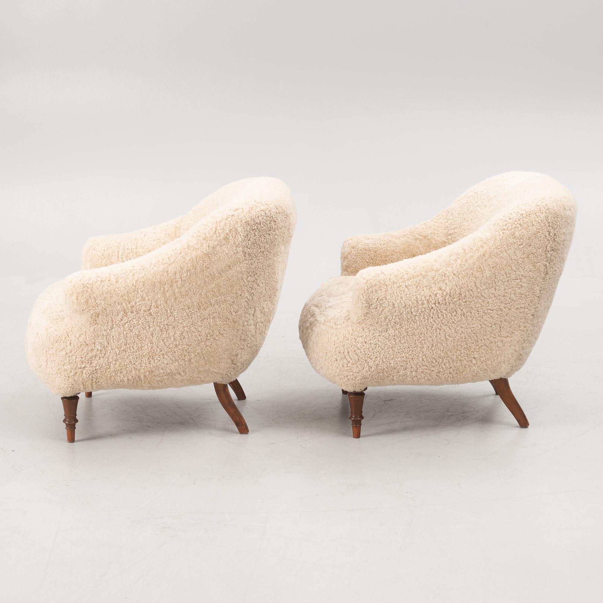 Armchairs, a pair, Swedish Modern, circa the mid-20th century.