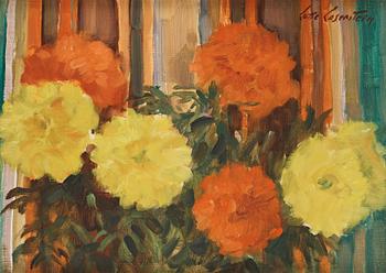 647. Lotte Laserstein, Still life with marigolds.