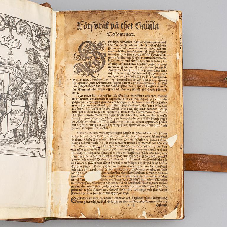 A bible, called Gustav Vasa's Bible, printed in Uppsala 1541.