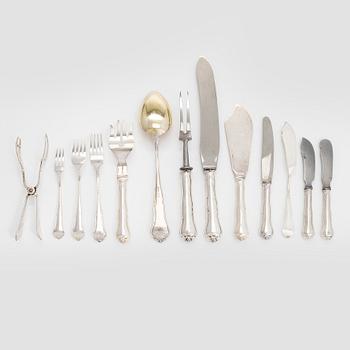 Bestickuppsättning, 78 delar, silver, "Chippendale", Kultakeskus Tavastehus 1955-1959.