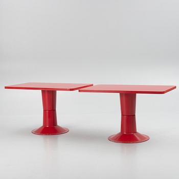 Yrjö Kukkapuro, a pair of 'Saturnus' tables and seven chairs, Haimi, Finland, 1970's.