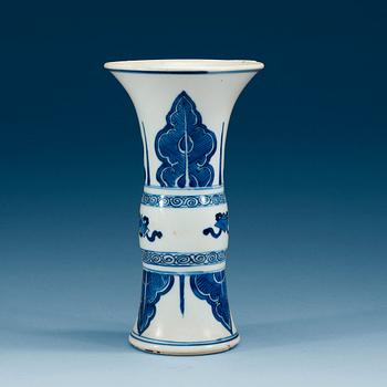 1699. A blue and white Gu shaped vase, Qing dynasty, Kangxi (1662-1722).