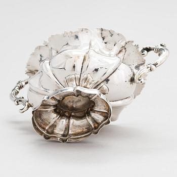 A silver sugar bowl, unknown maker's mark F.G, assay master mark Dimitri Ilyich Tverskoy, Saint Petersburg, Russia 1842.