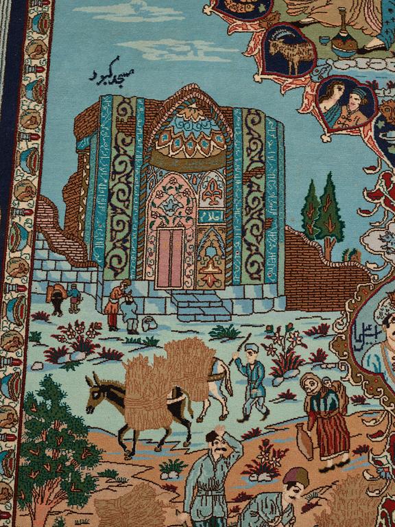 A carpet, Old Tabriz figural, "The four seasons", ca 274 x 176 cm.