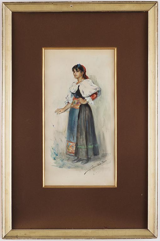 Jenny Nyström, Portrait of a young woman in half profile.