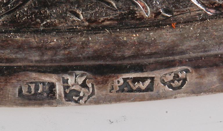 LJUSSTAKAR, ett par, silver, Peter Magnus Wallengren, Ystad 1850.