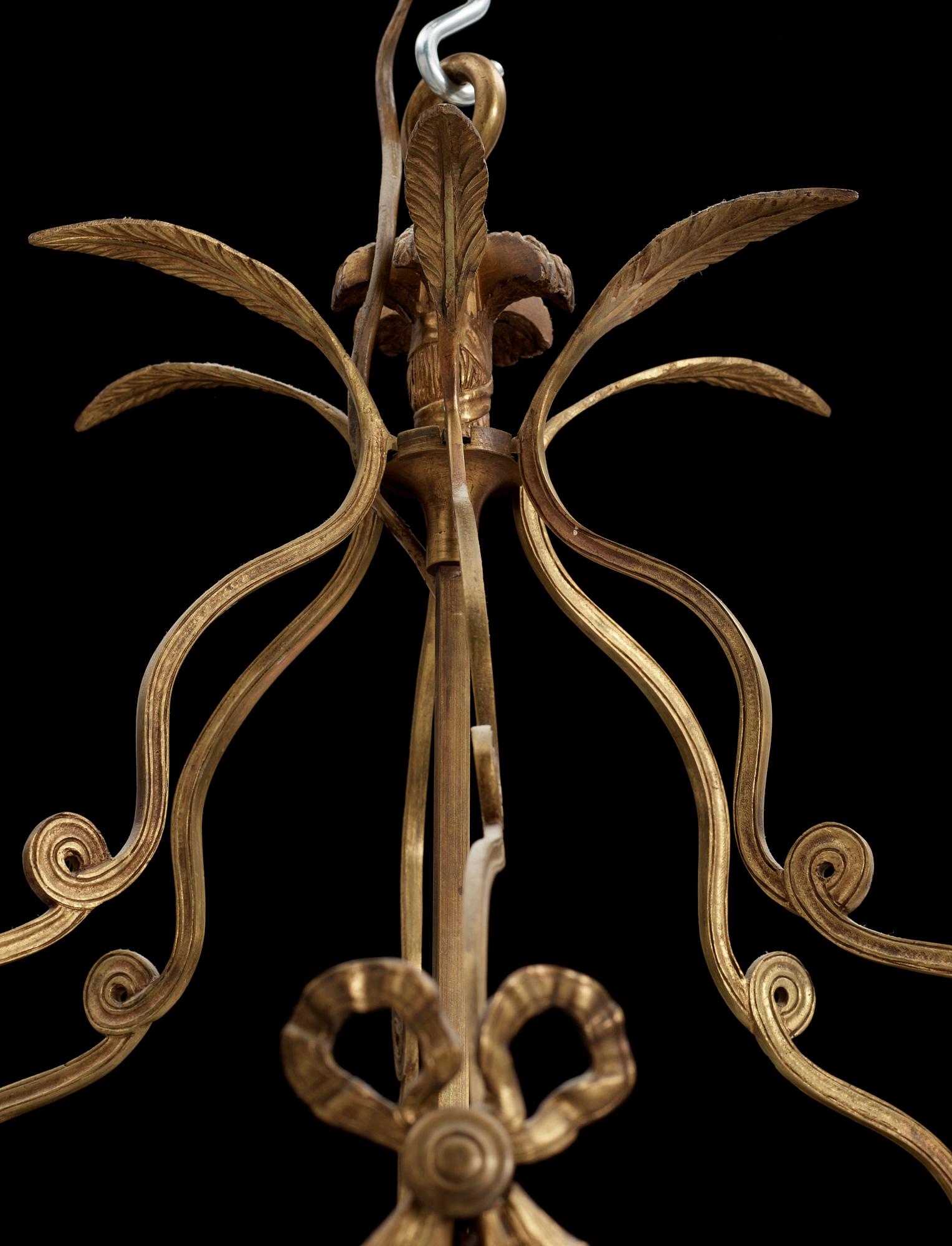 TAKLYKTA, mässing och glas, Louis XVI-stil, 1800/1900-tal. H 82.