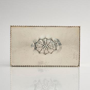 Georg Jensen, cigarrskrin, silver, inredning i trä, Köpenhamn 1918.
