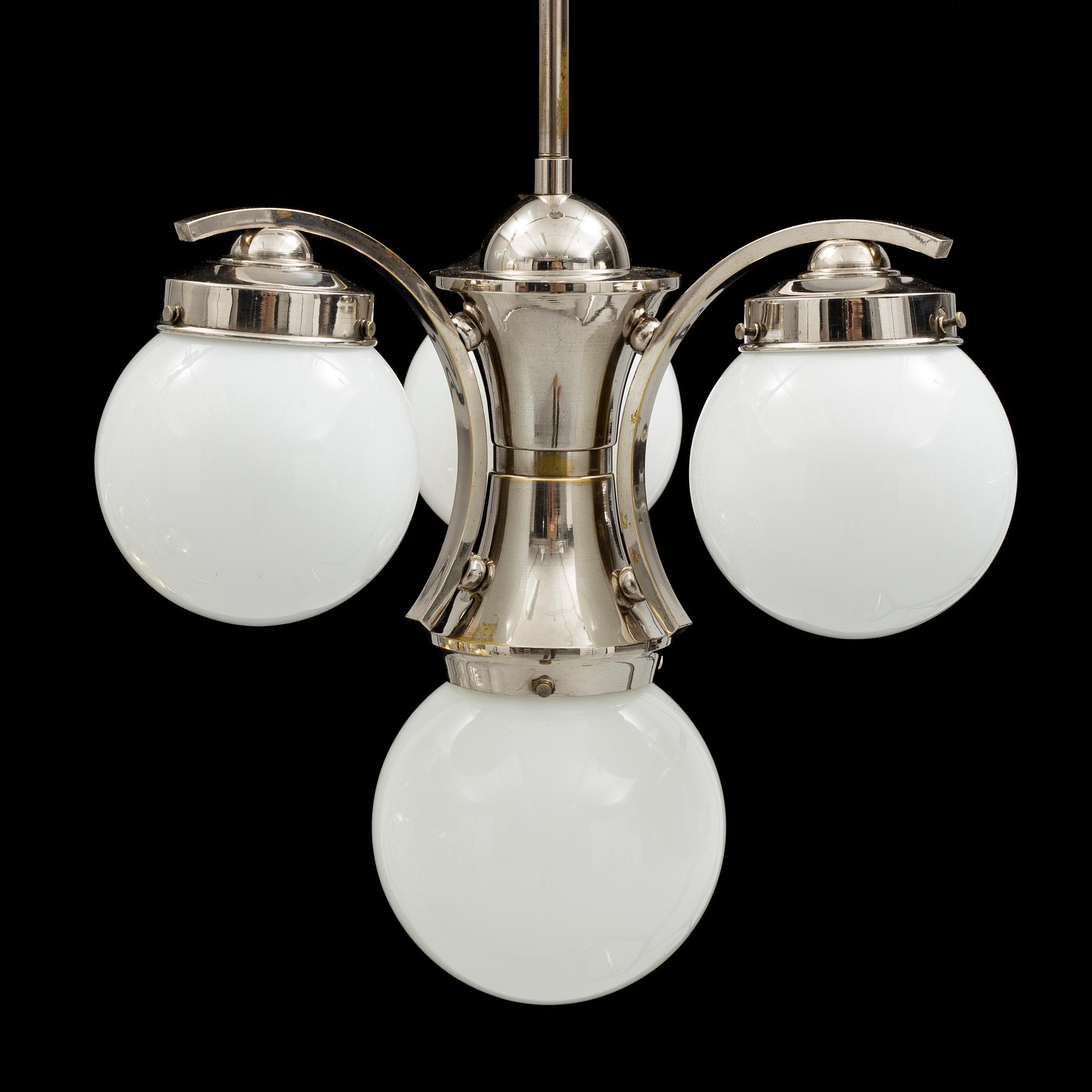 An 1930s Art Deco ceiling light. Total height ca 70 cm.