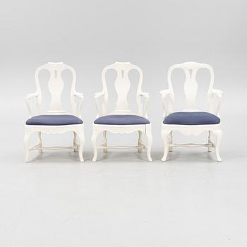 A set of three Rococo style chairs, second half of the 20th Century.