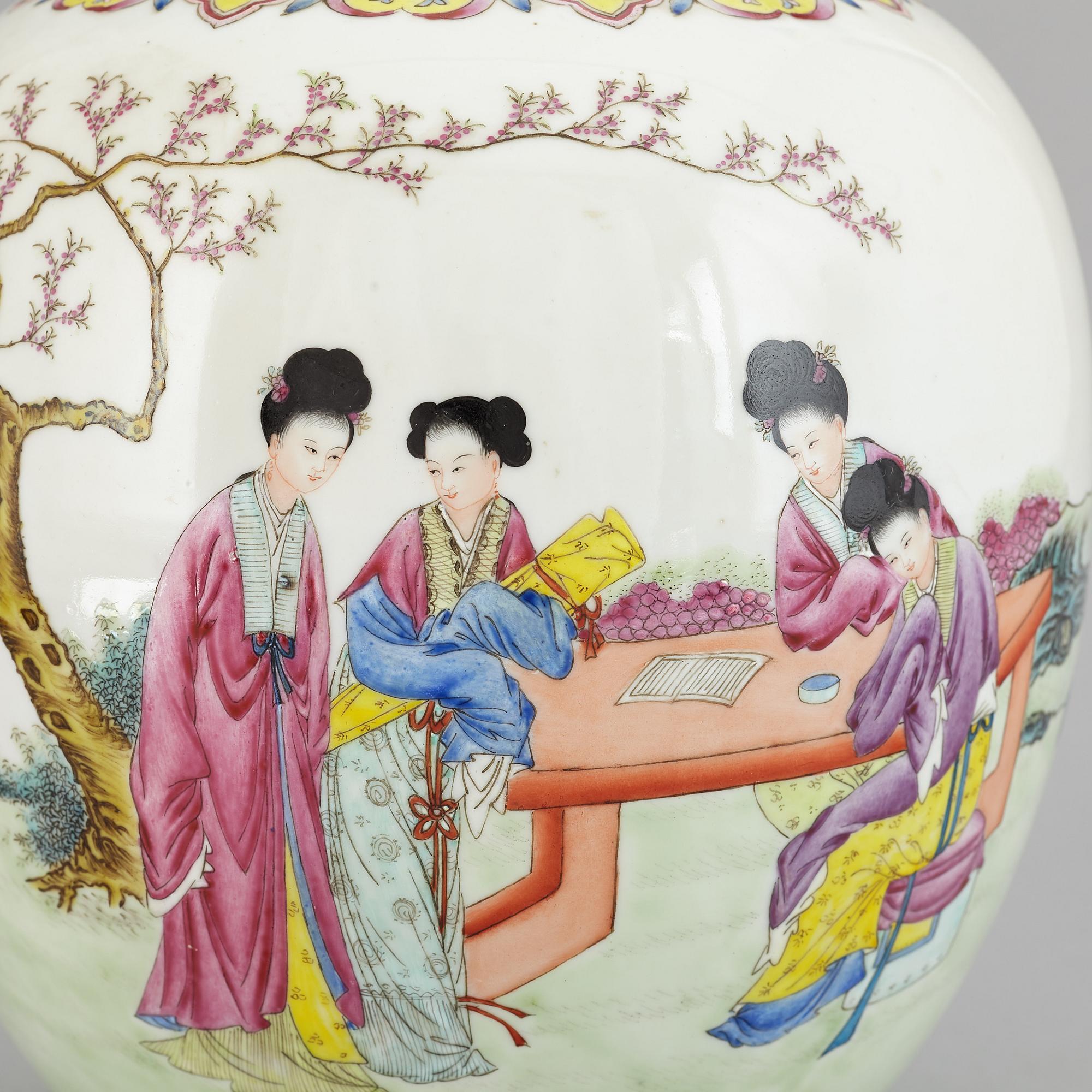 A famille rose jar with cover, China, Republic style, 20th Century.