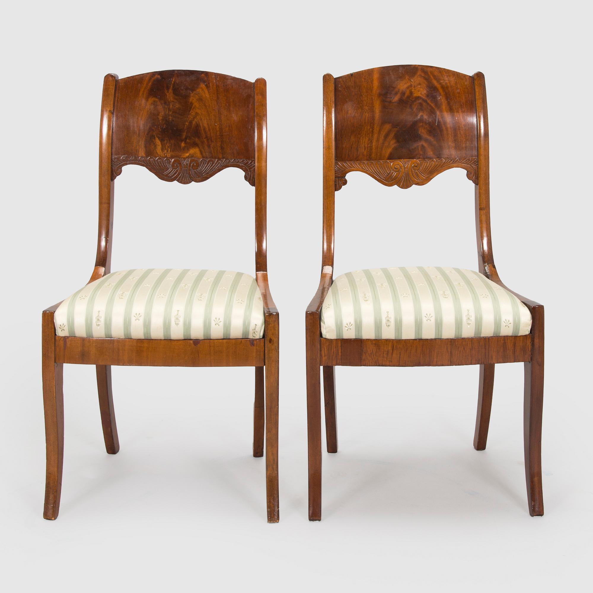 Tuoleja, 3 kpl, biedermeier-tyyli, 1800-luvun loppupuoli.
